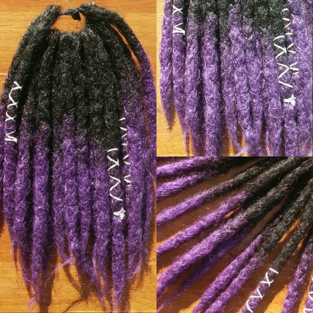 Handmade thick crochet black purple ombre dreads